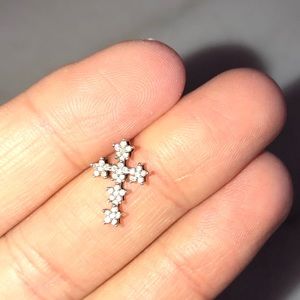 Diamond Star Cross Pendant Yellow Gold Fill